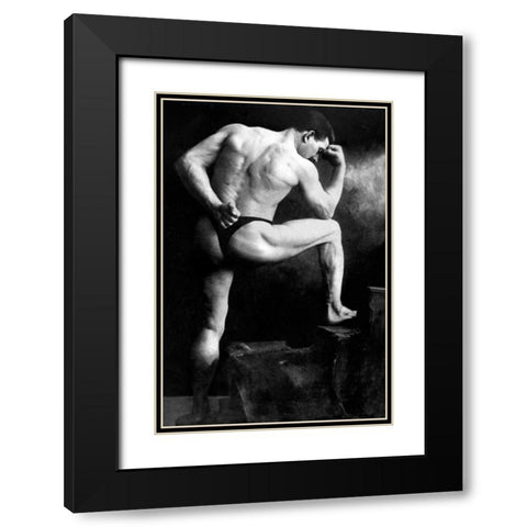 Russian Wrestler Black Modern Wood Framed Art Print with Double Matting by Vintage Wrestler