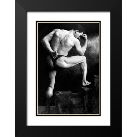 Russian Wrestler Black Modern Wood Framed Art Print with Double Matting by Vintage Wrestler
