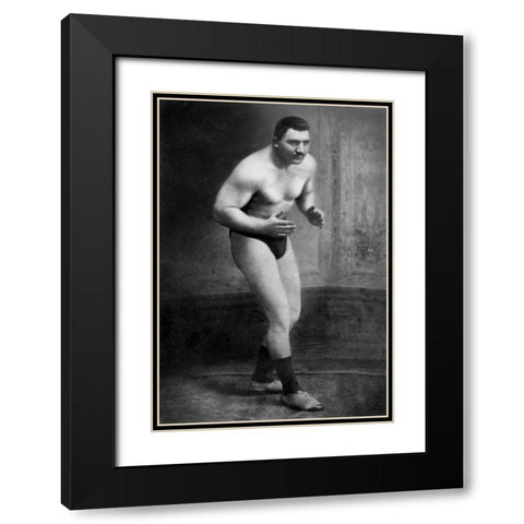 Ready to Wrestle Black Modern Wood Framed Art Print with Double Matting by Vintage Wrestler