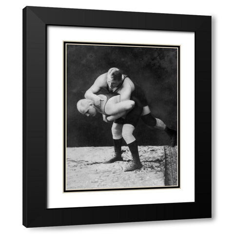 Trap and Roll Takedown Black Modern Wood Framed Art Print with Double Matting by Vintage Wrestler