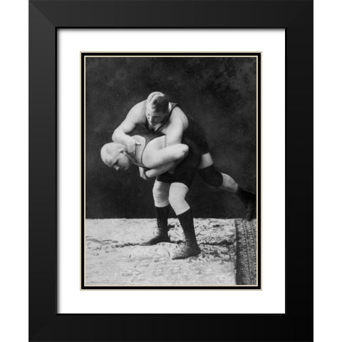 Trap and Roll Takedown Black Modern Wood Framed Art Print with Double Matting by Vintage Wrestler