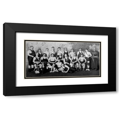 Russian Wrestling Team Black Modern Wood Framed Art Print with Double Matting by Vintage Wrestler