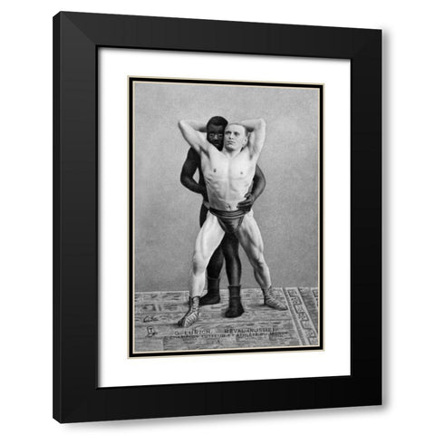 Champion Russian Wrestler Black Modern Wood Framed Art Print with Double Matting by Vintage Wrestler