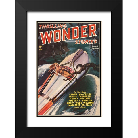 Thrilling Wonder Stories: Sheena and the X Machine Black Modern Wood Framed Art Print with Double Matting by Retrosci-fi