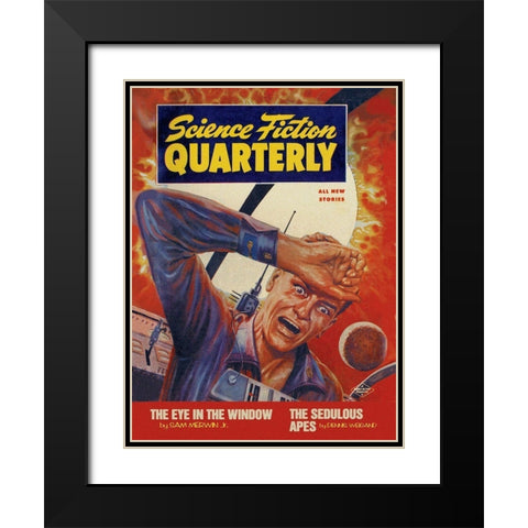 Science Fiction Quarterly: Crash Course with the Sun Black Modern Wood Framed Art Print with Double Matting by Retrosci-fi