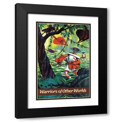 Warriors of Other Worlds Black Modern Wood Framed Art Print with Double Matting by Retrosci-fi
