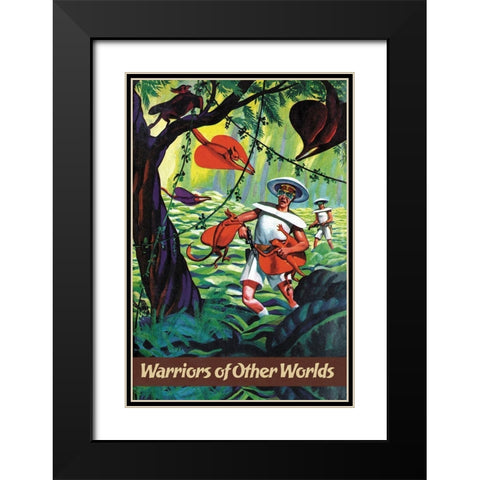 Warriors of Other Worlds Black Modern Wood Framed Art Print with Double Matting by Retrosci-fi