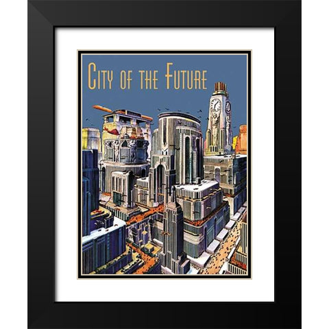 Retrosci-fi: City of the Future Black Modern Wood Framed Art Print with Double Matting by Paul, Frank R.