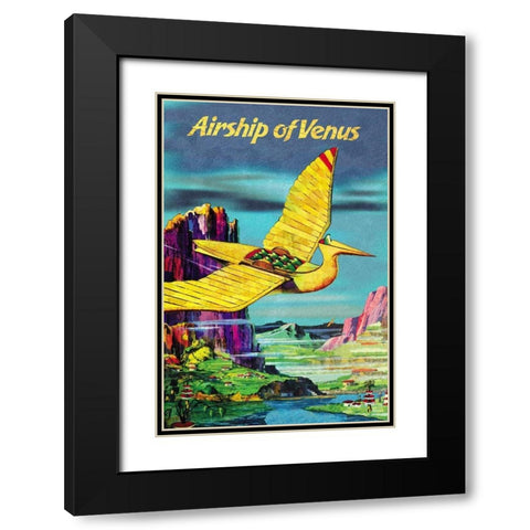 Airship of Venus Black Modern Wood Framed Art Print with Double Matting by Retrosci-fi