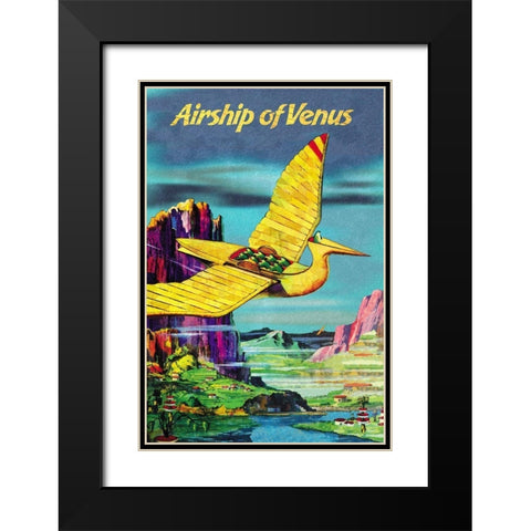 Airship of Venus Black Modern Wood Framed Art Print with Double Matting by Retrosci-fi