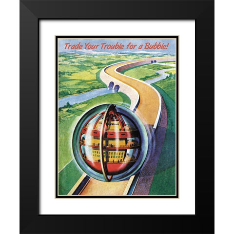Pleasure Ball Black Modern Wood Framed Art Print with Double Matting by Retrosci-fi
