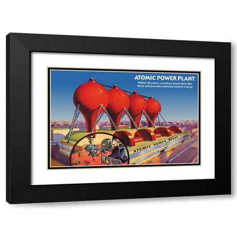 Atomic Power Plant Black Modern Wood Framed Art Print with Double Matting by Retrosci-fi