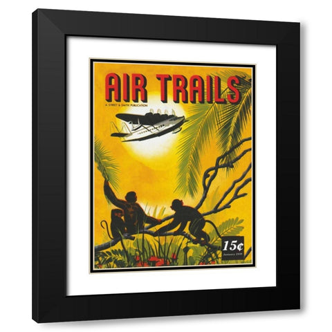 Seaplane Over the Tropics Black Modern Wood Framed Art Print with Double Matting by Unknown