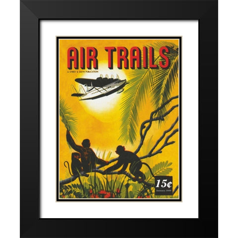 Seaplane Over the Tropics Black Modern Wood Framed Art Print with Double Matting by Unknown