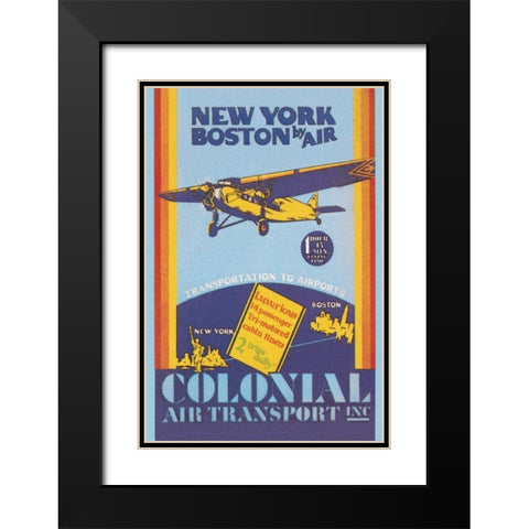 Colonial Air Transport - New York to Boston by Air Black Modern Wood Framed Art Print with Double Matting by Unknown