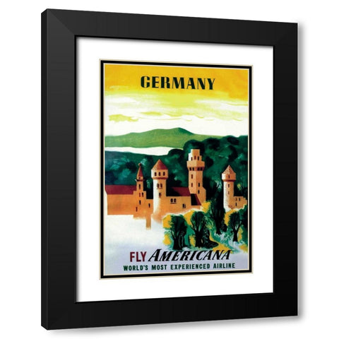 German Castle Black Modern Wood Framed Art Print with Double Matting by Unknown