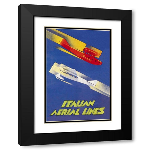 Italian Aerial Lines Black Modern Wood Framed Art Print with Double Matting by Di Lazzaro