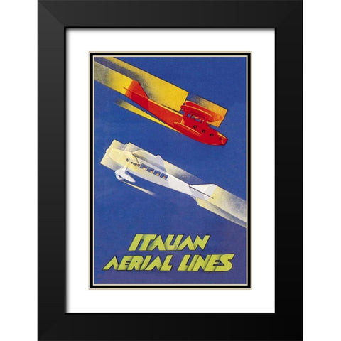 Italian Aerial Lines Black Modern Wood Framed Art Print with Double Matting by Di Lazzaro