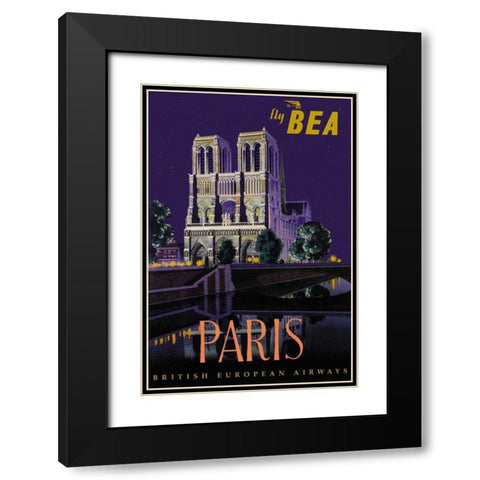 Fly BEA Paris Black Modern Wood Framed Art Print with Double Matting by Padden, Dapne