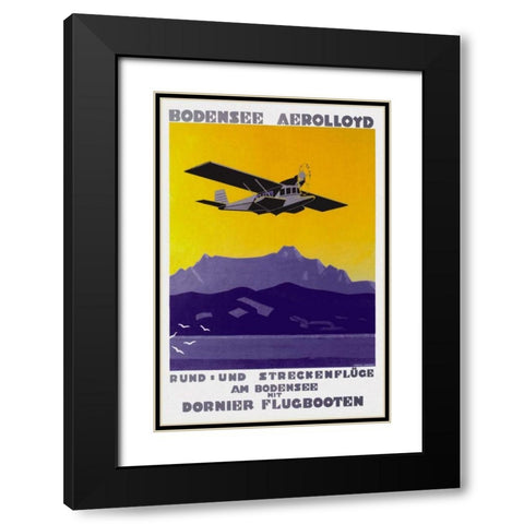 Bodensee Aerolloyd Flying Boat Tours Black Modern Wood Framed Art Print with Double Matting by Dornier, Marcel