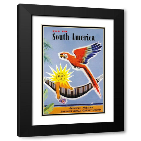 Fly to South America Black Modern Wood Framed Art Print with Double Matting by Dubois, Jean