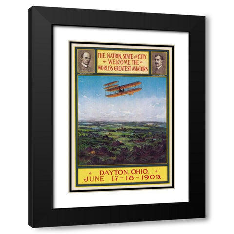 Dayton, Ohio Welcomes the Wright Brothers Black Modern Wood Framed Art Print with Double Matting by Walker Litho