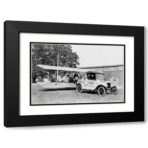 Ford Towing Plane Black Modern Wood Framed Art Print with Double Matting by Unknown