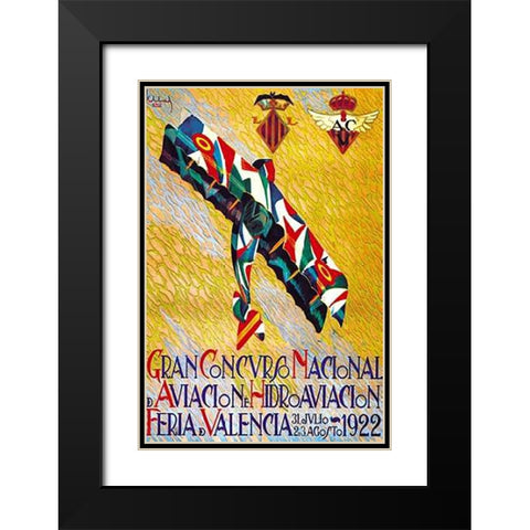 Gran Concurso Nacional de Aviacion y Hidroaviacion Black Modern Wood Framed Art Print with Double Matting by Abad