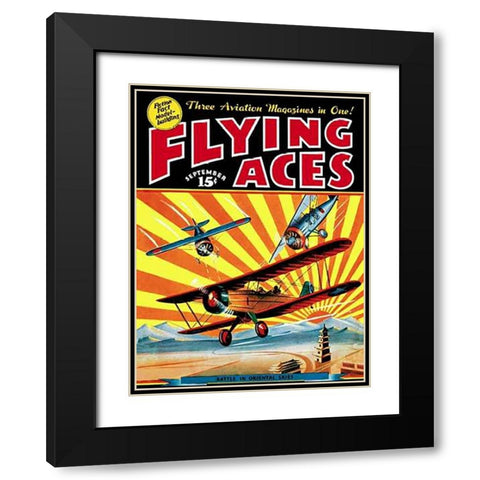 Flying Aces over the Rising Sun Black Modern Wood Framed Art Print with Double Matting by Mayshark, C. B
