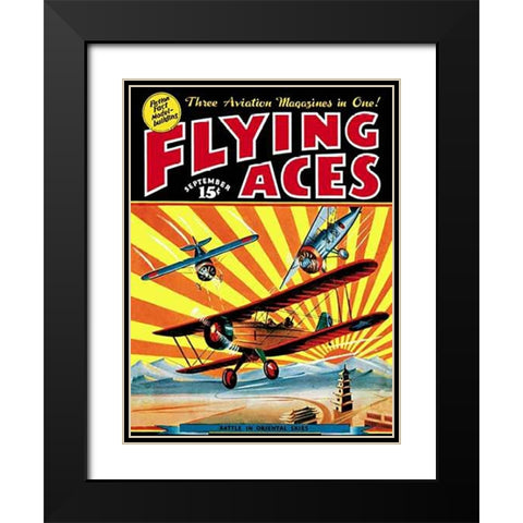 Flying Aces over the Rising Sun Black Modern Wood Framed Art Print with Double Matting by Mayshark, C. B