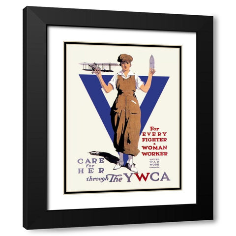 United War Work Campaign Black Modern Wood Framed Art Print with Double Matting by Treidler