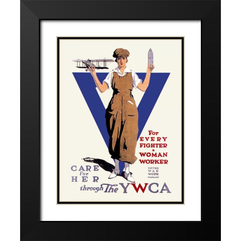 United War Work Campaign Black Modern Wood Framed Art Print with Double Matting by Treidler