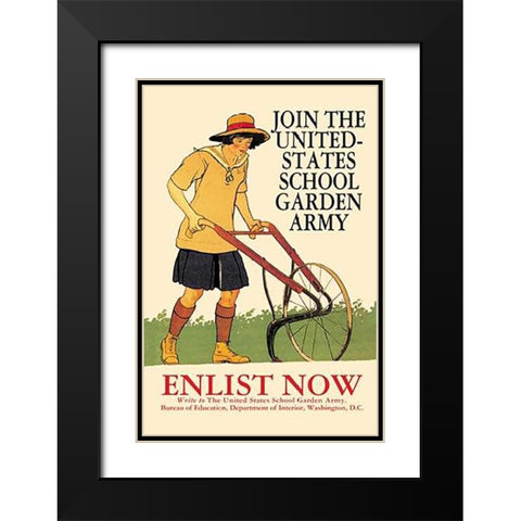 Join the United States School Garden Army Black Modern Wood Framed Art Print with Double Matting by Penfield, Edward