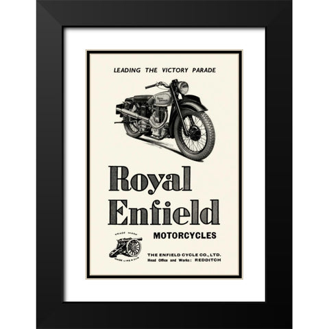 Royal Enfield Motorcycles: Leading the Victory Parade Black Modern Wood Framed Art Print with Double Matting by Unknown