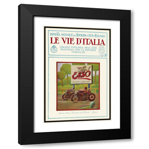 Esso - The Road of Italy Black Modern Wood Framed Art Print with Double Matting by Unknown