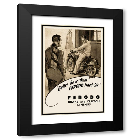 Ferodo Brake and Clutch Linings Black Modern Wood Framed Art Print with Double Matting by Unknown