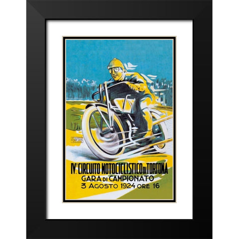 4th Motorcycle Circuit of Tortona Black Modern Wood Framed Art Print with Double Matting by Unknown
