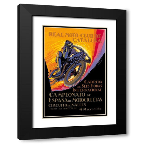 Real Motor Club of Cataluna - 6 Hour Race Black Modern Wood Framed Art Print with Double Matting by Segrelles, Josep