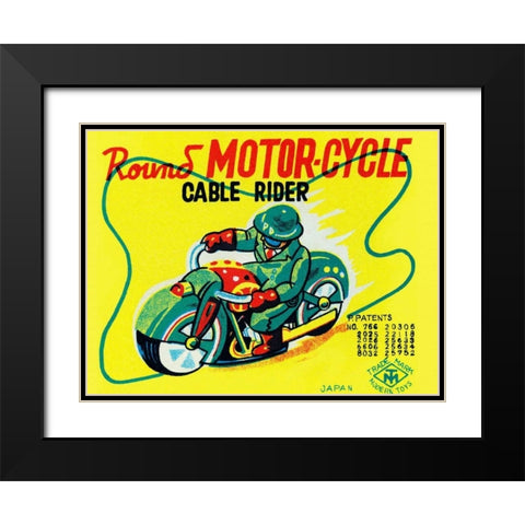 Round Motor-cycle Cable Rider Black Modern Wood Framed Art Print with Double Matting by Unknown