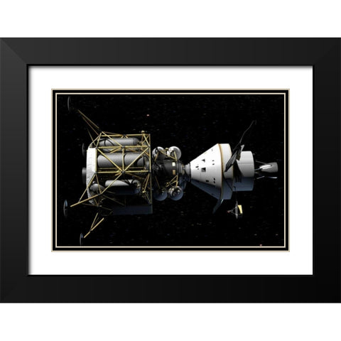 Altair and Orion spacecraft: conceptual rendering Black Modern Wood Framed Art Print with Double Matting by NASA