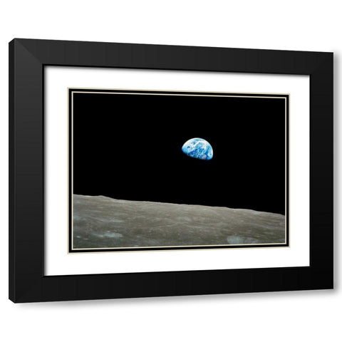 Earthrise, Apollo 8, December 24, 1968 Black Modern Wood Framed Art Print with Double Matting by NASA