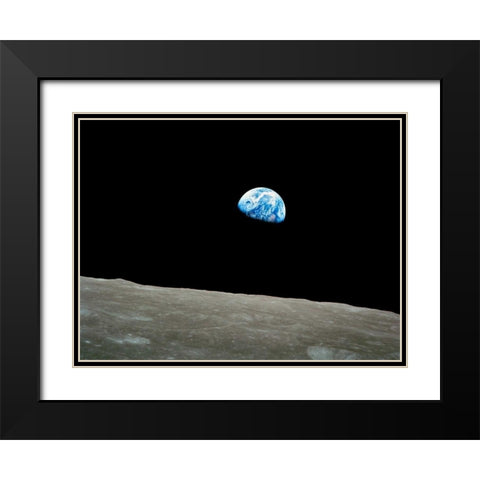 Earthrise, Apollo 8, December 24, 1968 Black Modern Wood Framed Art Print with Double Matting by NASA