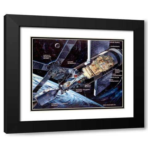 Skylab: Cutaway illustration, 1972 Black Modern Wood Framed Art Print with Double Matting by NASA