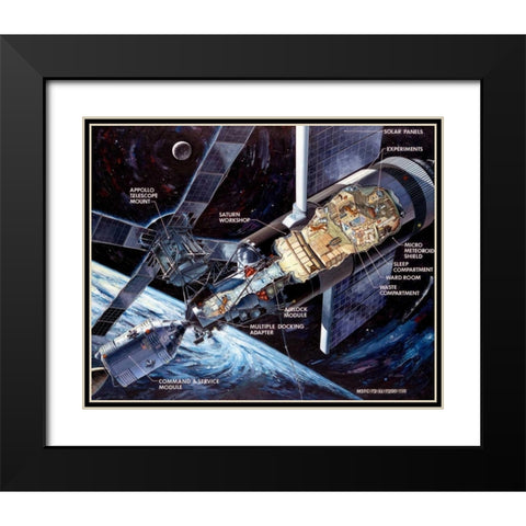 Skylab: Cutaway illustration, 1972 Black Modern Wood Framed Art Print with Double Matting by NASA