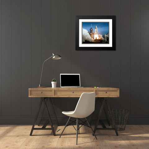 Launch of the First Flight of Space Shuttle Columbia, 1981 Black Modern Wood Framed Art Print with Double Matting by NASA