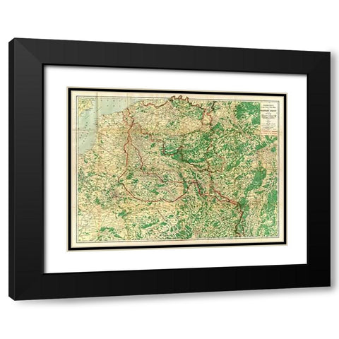 Hammonds Large Scale War Map of the Western Front, 1917 Black Modern Wood Framed Art Print with Double Matting by Hammond, C.S.