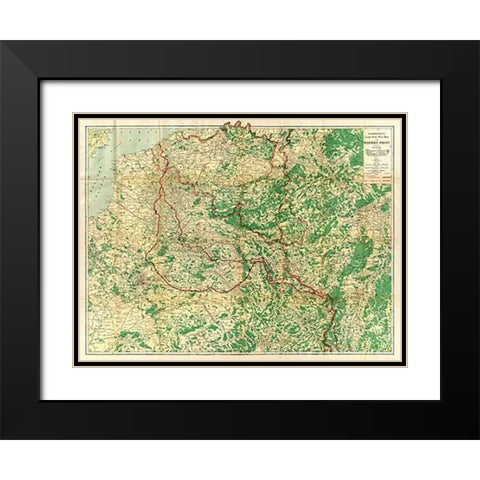 Hammonds Large Scale War Map of the Western Front, 1917 Black Modern Wood Framed Art Print with Double Matting by Hammond, C.S.