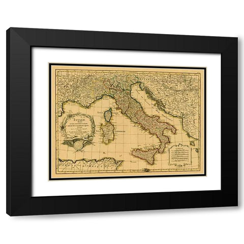 LItalie, 1780 - Tea Stained Black Modern Wood Framed Art Print with Double Matting by Janvier, Jean