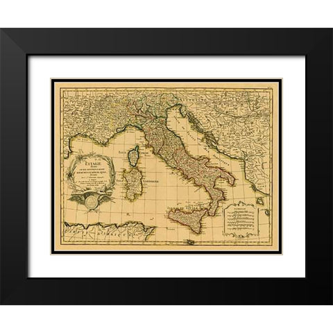 LItalie, 1780 - Tea Stained Black Modern Wood Framed Art Print with Double Matting by Janvier, Jean