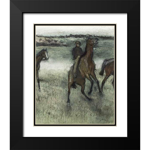 Race Horses (right) Black Modern Wood Framed Art Print with Double Matting by Degas, Edgar